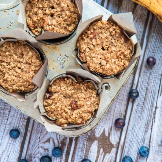 Blueberry, Banana, and Oatmeal Muffins Recipe