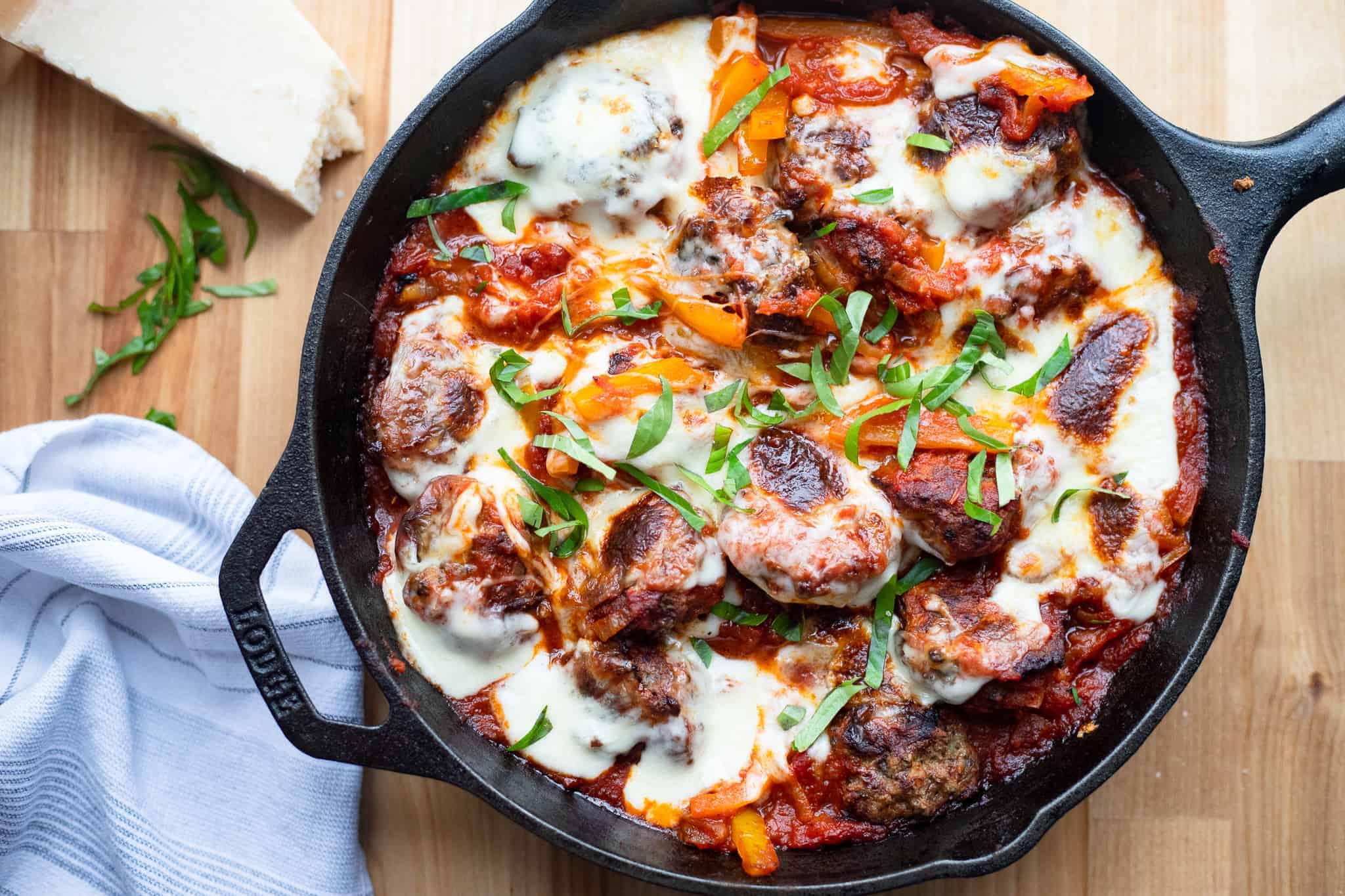Cheesy Turkey Meatballs with Peppers and Onions-image