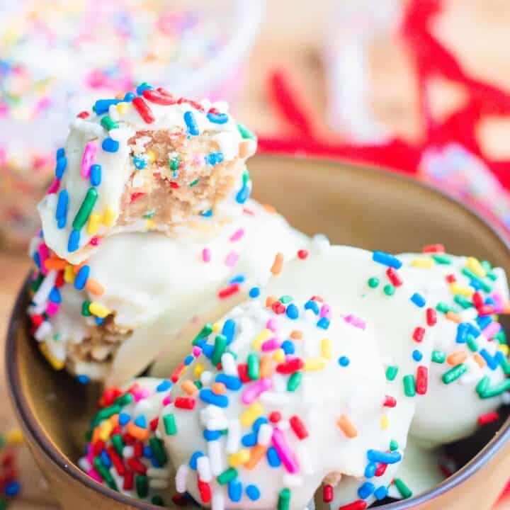 GlutenFree Confetti Cookie Dough Bites with White Chocolate The