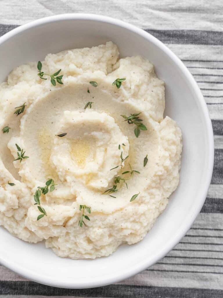 This is a picture of creamy mashed cauliflower.