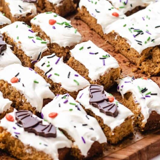 Pumpkin Cake Bars with Cream Cheese Frosting