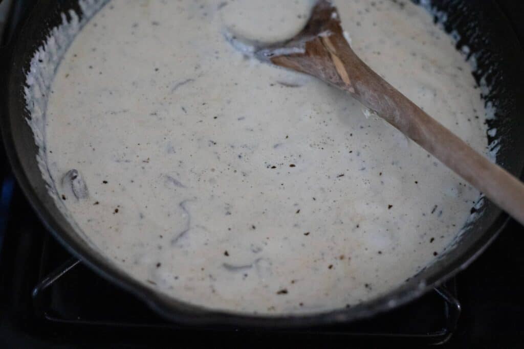 This is a picture of a mushroom ricotta cream sauce.
