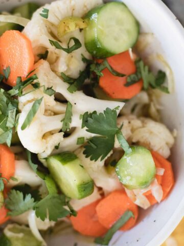 Escabeche vegetable salad in a bowl.