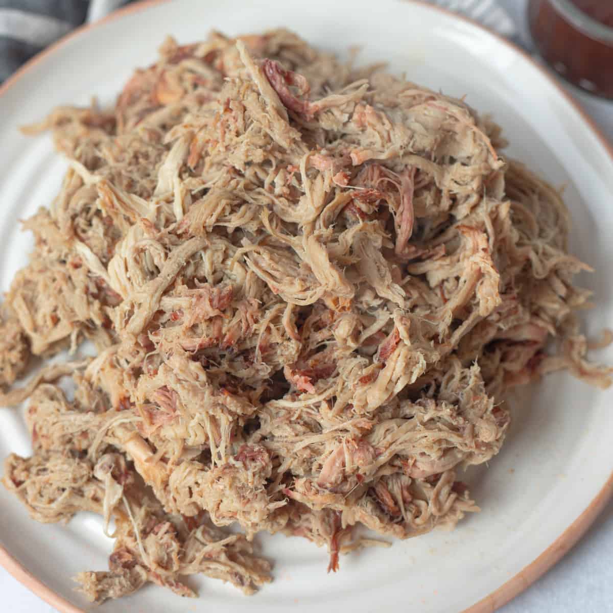 A plate of pulled pork. 
