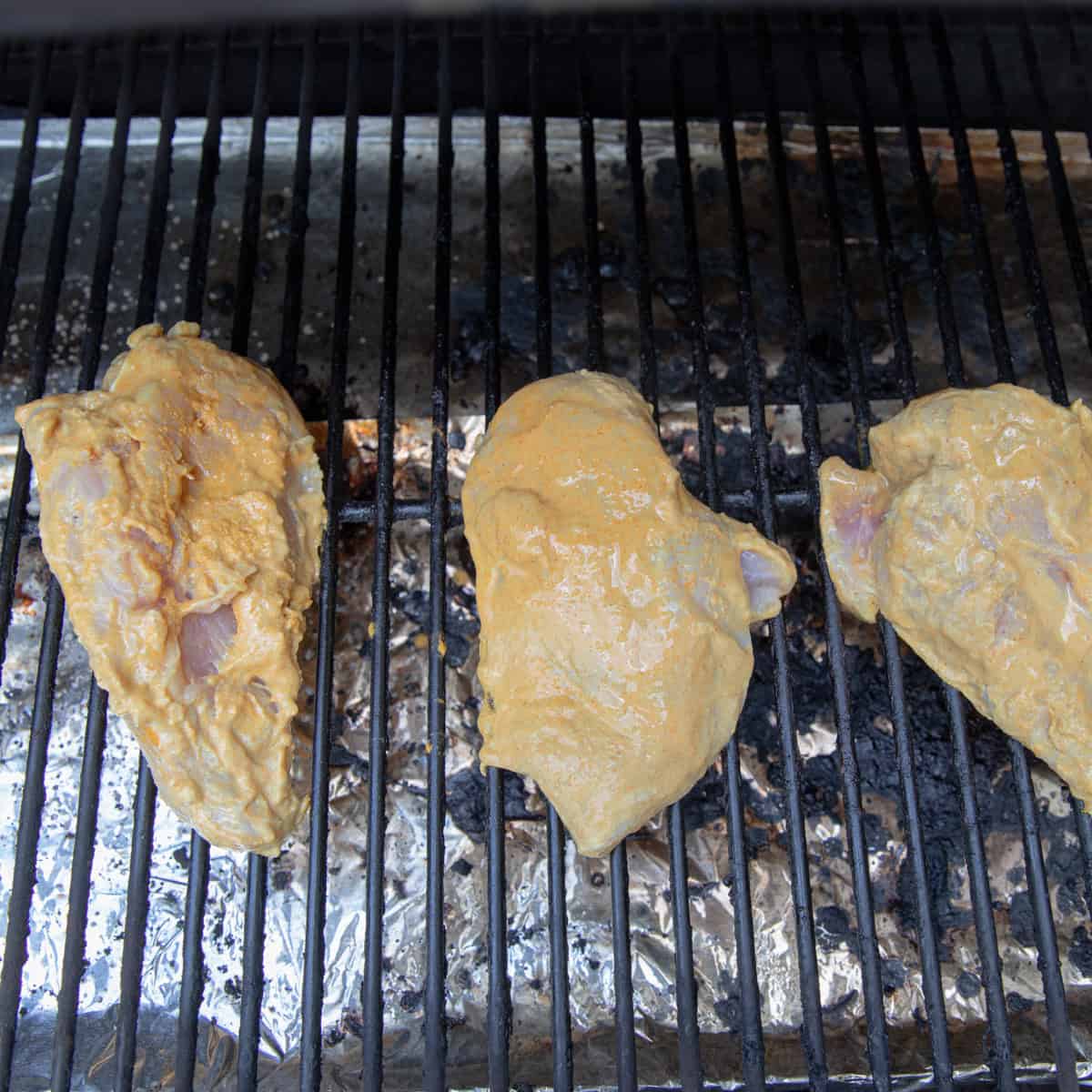 Chicken breasts on a Traeger. 